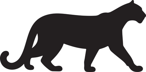 Cougar Silhouette on White Background