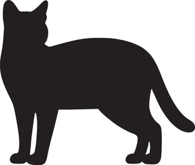 Marbled Cat Silhouette on White Background