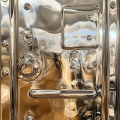 A close-up of a shiny, stainless silver metallic wavy background