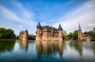 The Famous De Haar Castle outside Utrecht, Netherlands, Built in Gothic Revival Style
