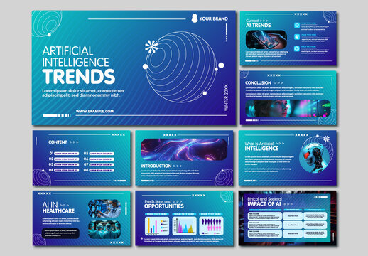 Blue Digital Artificial Intelligence Trends Presentation
