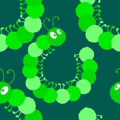 Kids seamless caterpillar cute pattern for fabrics and textiles and packaging and linens and wrapping paper