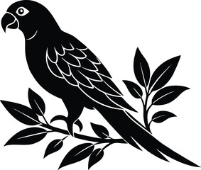 Parrot on Branch Silhouette