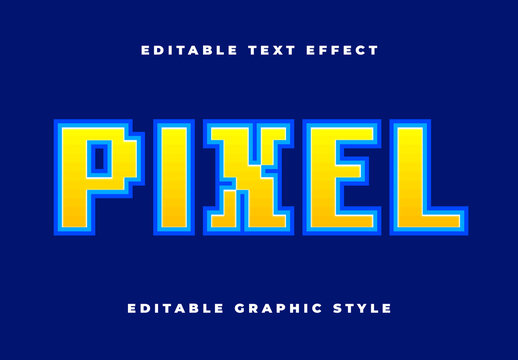 Yellow And Blue Pixel Font Game Retro Bold Arcade Text Effect