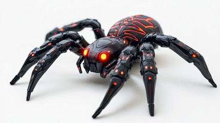 A realistic mechanical spider toy with glossy segmented legs