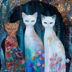 Cats in a Greece landscape