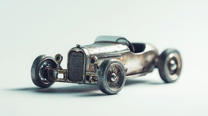 A realistic model toy car with metallic textures and detailed wheels