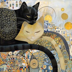 Cats in a Greece landscape