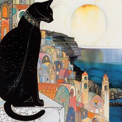 Cats in a Greece landscape