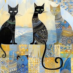 Cats in a Greece landscape
