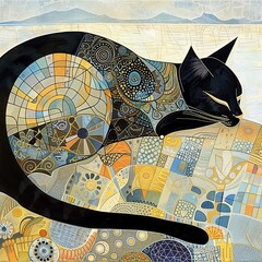 Cats in a Greece landscape