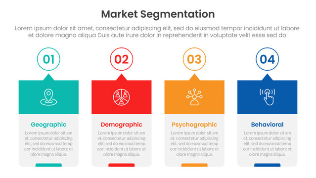 market segmentation framework analysis infographic 4 point stage template with for slide presentation