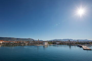 Obraz premium City of Split, Croatia in early morning - waterfront from the ferry