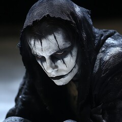 Hooded Figure with Dark Makeup, and Gloom.