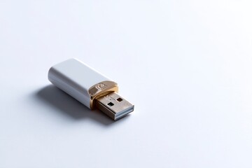 Elegant White USB Flash Drive: Minimalist Gold Accent Design