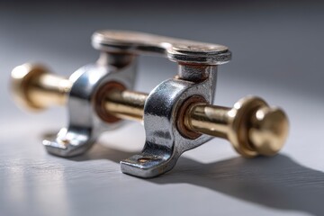 Brass and Silver Industrial Hardware: Close-up Detail, Moody Lighting