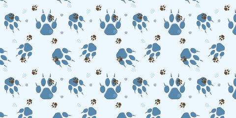 scatter seamless pattern with fox footprints for textile, wrapping, fabric and other. animal footprints background.
