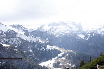 Fototapeta premium View of the snow-capped Alps mountains.