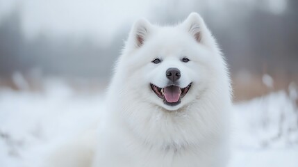 Obraz premium wonderland Samoyed dog in a winter