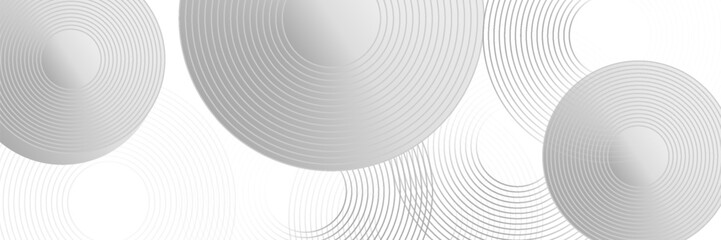 Naklejka premium abstract gray banner background with circle lines. vector