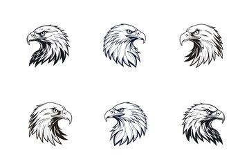 Eagle head silhouette Logo Illustration. Eagle Head silhouette Vector art Design. Black and White Eagle Head Logo, icon vector.