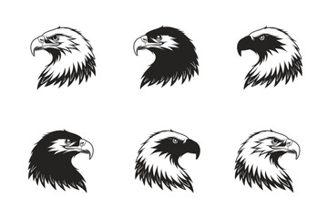 Eagle head silhouette Logo Illustration. Eagle Head silhouette Vector art Design. Black and White Eagle Head Logo, icon vector.