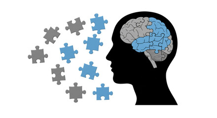 Solving life s puzzle Brain and jigsaw pieces represent cognitive function problem solving and