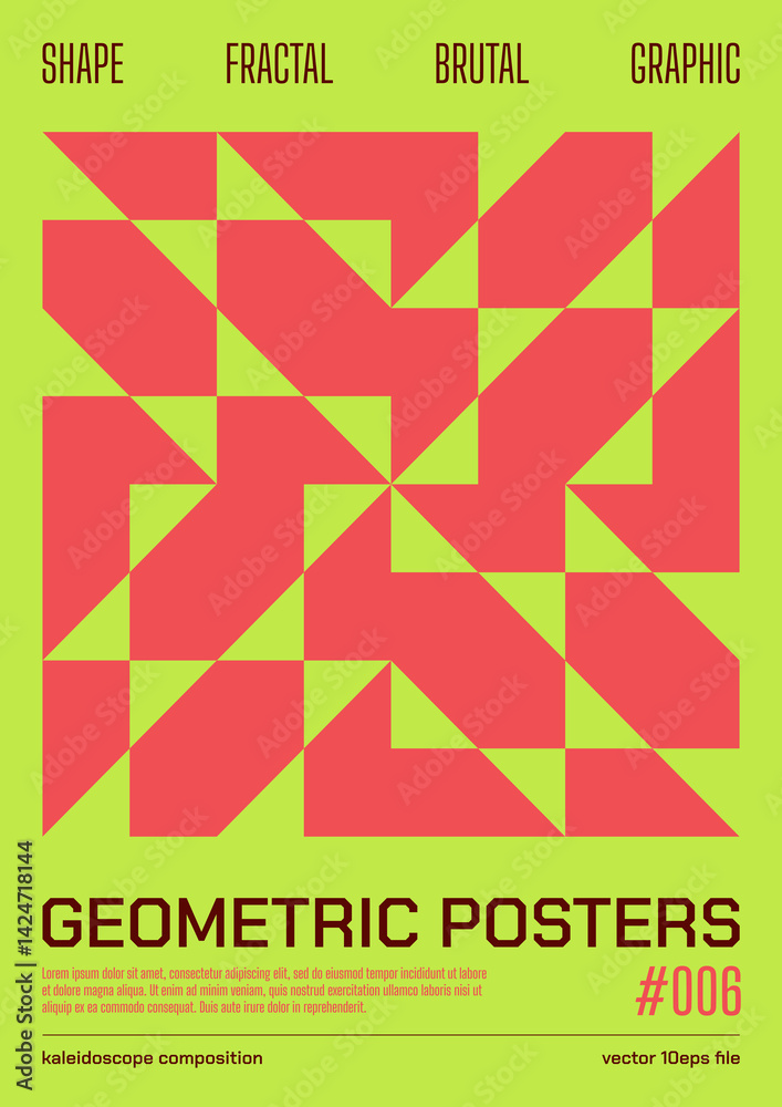 Poster modern abstract poster, raster version of high quality and resolution, artwork with geometric postmo