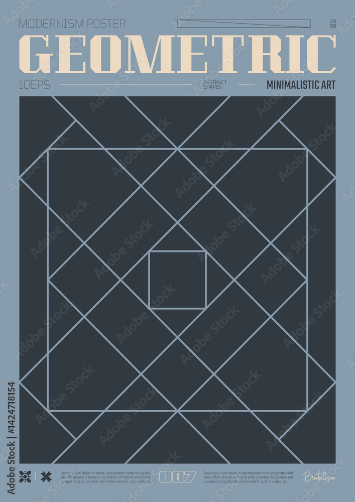 Poster modern abstract poster, raster version of high quality and resolution, artwork with geometric postmo