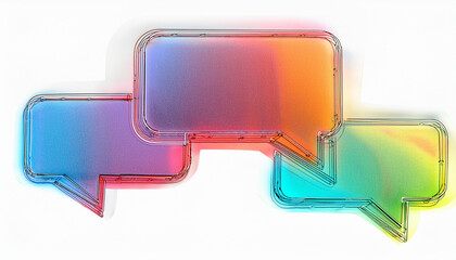 speech bubbles, online communication, digital messaging, chat interface, minimalist design, abstract dialogue, glowing outline, social interaction, virtual conversation, tech illustration