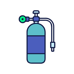 Scuba Diving Tank with Regulator Illustration on Black