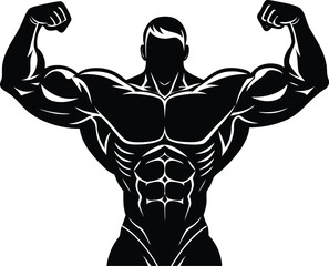 Bodybuilder Flexing Muscles Silhouette