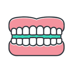 Colorful dentures or false teeth icon on black background