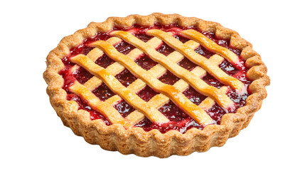 A classic linzer torte with strawberry tart isolated on white background 