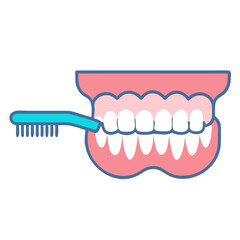 Toothbrush brushing teeth illustration for health and hygiene