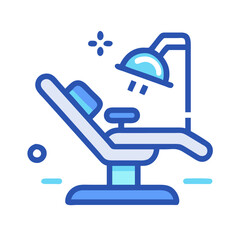 Dental chair and lighting icon on black background
