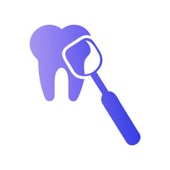 Dental Checkup Icon, tooth with dental mirror on black