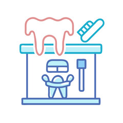 Dental Clinic Colorful Outline Icon on Black Background