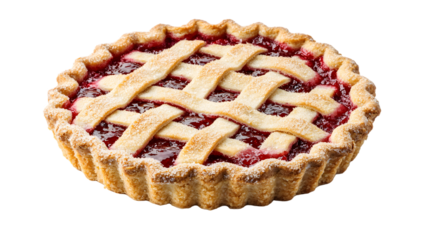 A classic linzer torte with strawberry tart isolated on white