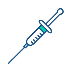 Blue and Green Syringe Injection Illustration on Black Backdrop