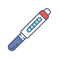 Cartoon insulin pen vector icon on a black background