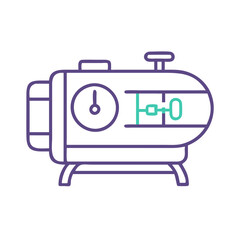 Vintage Style Air Compressor Outline Icon Illustration Isolated