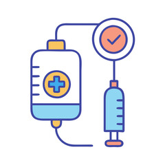 IV drip icon with syringe injection concept design