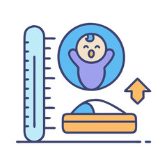 Baby growth tracker icon, baby development, growth chart