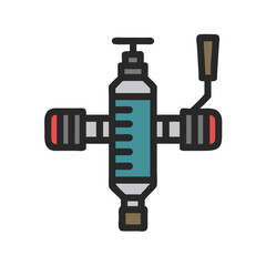 Stylized illustration of an industrial valve, oil and gas