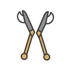 Crossed antique nutcrackers on a black background illustration