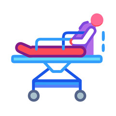 Medical Stretcher with Patient Illustration on Black Background