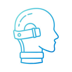 Augmented Reality Interface: Head with futuristic VR Headset