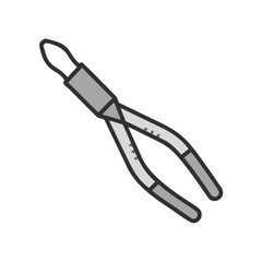 Metal pliers illustration with open handles on black background