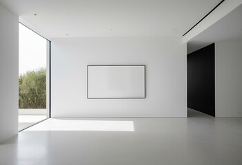 A white room with two chairs and a large mirror.